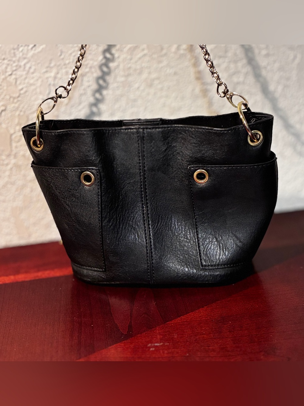 Steve Madden Black Crossbody Bag with Gold Chain Handles